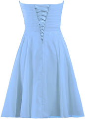 Light Blue Short Bridesmaid Dresses Chiffon Wedding Party Dress