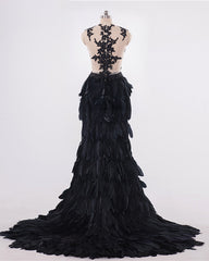 Feather Ruffles Organza Mermaid Prom Dress