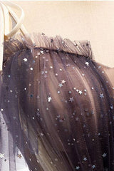 Cute tulle short prom dress tulle lace gray homecoming dress - RongMoon