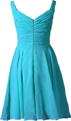 Pool V-neck Chiffon Short Bridesmaid Dresses