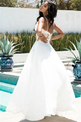 White Backless Chiffon Long Sexy Prom Dress