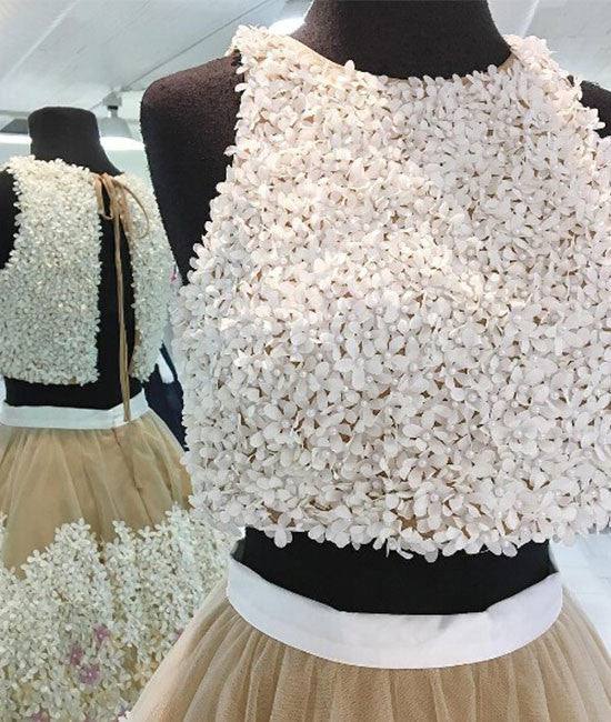 cute two pieces applique short prom dress, homecoming dress - RongMoon