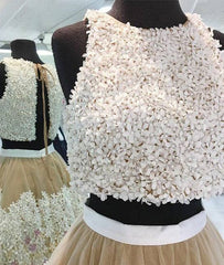 cute two pieces applique short prom dress, homecoming dress - RongMoon