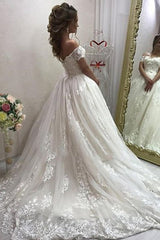 Lace Puffy Tulle Sexy Bride Appliques Off The Shoulder Wedding Dress