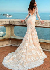 Jewel Beadings & Lace Appliques Mermaid Wedding Dress
