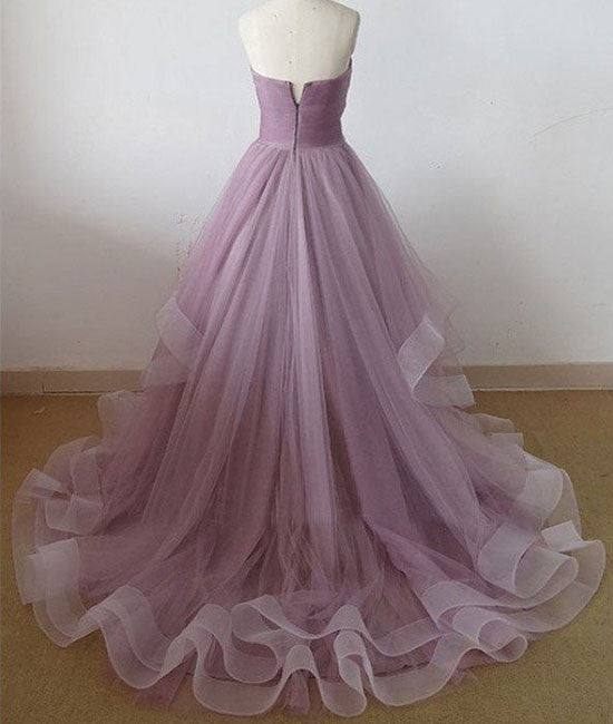 Cute sweetheart tulle long prom dress, evening dress - RongMoon