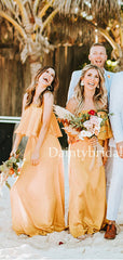 Charming Straight Side Slit Soft Satin Long Bridesmaid Dresses.DB10651