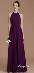 Lovely Purple Chiffon A-line Open Back Bridesmaid Dresses - RongMoon