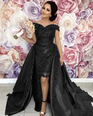 Luxury Pearl Beaded V-neck Off Shoulder Evening Dresses