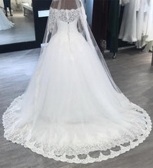 Lace Off Shoulder Ball Gowns Long Sleeves Wedding Dresses