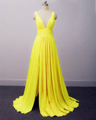 Long Chiffon V-neck Split Bridesmaid Dresses