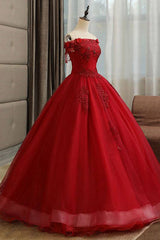 Burgundy tulle lace long prom dress burgundy tulle formal dress - RongMoon