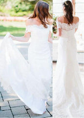 Delicate Lace Off-the-shoulder Neckline Mermaid Wedding Dresses With Lace Appliques
