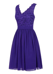 Cheap V Neck Lace Dress Bridesmaids Dress Short Prom Dress