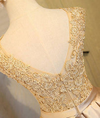 Champagne lace short prom dress, cute homecoming dress - RongMoon
