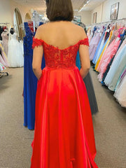 Sexy Long Red Chiffon Off The Shoulder Prom Formal Dress