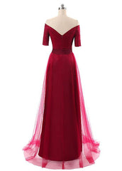 Tulle Off-the-shoulder Evening Dresses With Pleats