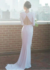 Cut-out Back Mermaid Four Way Spandex Jewel  Wedding Dress
