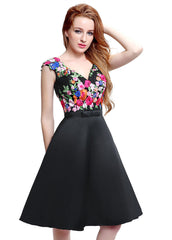 Black Floral Homecoming Dress