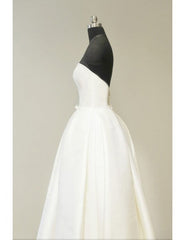 Sweetheart Tea Length Ivory Satin Vintage Wedding Dress