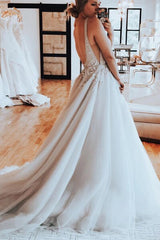 Cap Sleeves Open Back Chapel Train Wedding Dress with Lace Top