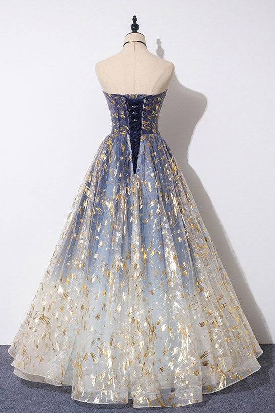 Unique tulle lace long prom dress tulle formal dress - RongMoon