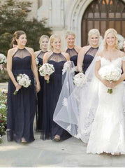 Black Round Neck Sleeveless Lace Bridesmaid Dress