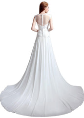 Illusion Wedding Dresses With Lace Appliques