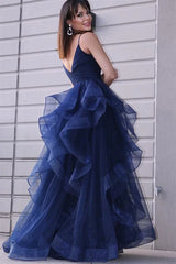 Sexy High Low Tulle A Line Ruffles Prom Dress