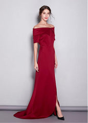 Elegant Off-the-shoulder Red A-line Evening Dress