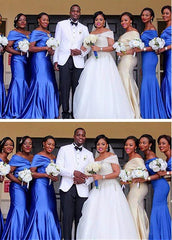 Attractive Satin Mermaid Bridesmaid Dresses With Rhinestones