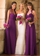 Delicate Chiffon Halter Neckline A-line Bridesmaid Dresses