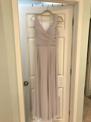 Stylish Pleated V-neck Long Chiffon Backless Bridesmaid Dresses