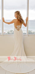 Elegant Mermaid See Through Tulle With Beads Rhinestone Back Wedding Dresses,DB0147