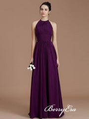 Lovely Purple Chiffon A-line Open Back Bridesmaid Dresses - RongMoon