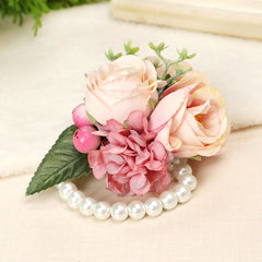 Wedding Sister Wrist Flower Wedding Bridesmaid Pearl Bracelet Wrist Decorative Flower, CG61425