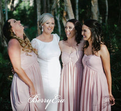 Sweetheart Log A-line Blush Pink Chiffon Long Bridesmaid Dresses - RongMoon