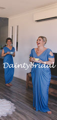 Simple Mermaid V-neck Sexy Long Bridesmaid Dresses.DB10763