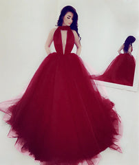 Sexy Halter Top Tulle Ballgowns Prom Dresses 2018 Backless Evening Gowns