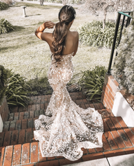 Appliques Mermaid Sweetheart Yellow Prom Dress