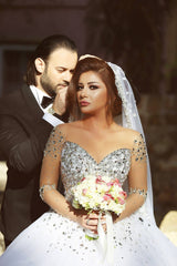 v neck off shoulder wedding dresses ball gowns pearl and crystal beaded
