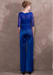 Jumpsuit Acetate Royal Satin & Lace Jewel Evening Dress