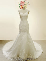 vintage cap sleeves lace mermaid wedding dresses 2017