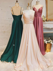 Simple sweetheart neck satin long prom dress, satin evening dress - RongMoon