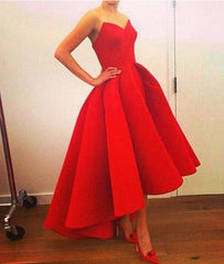 Custom made red sweetheart tea length prom gown, evening dress - RongMoon