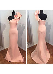 Unique Satin One Shoulder Mermaid Formal Dress