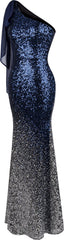 Asymmetric Sequin Mermaid Prom Dress