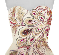 Peacock Embroidery Homecoming Dress