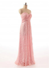 Graceful Lace Sweetheart Pink Bridesmaid Dresses