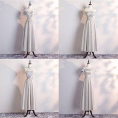 [Final Sale]Mix Match Dusty Rose and Silver Embroidery Bridesmaid Dress - RongMoon